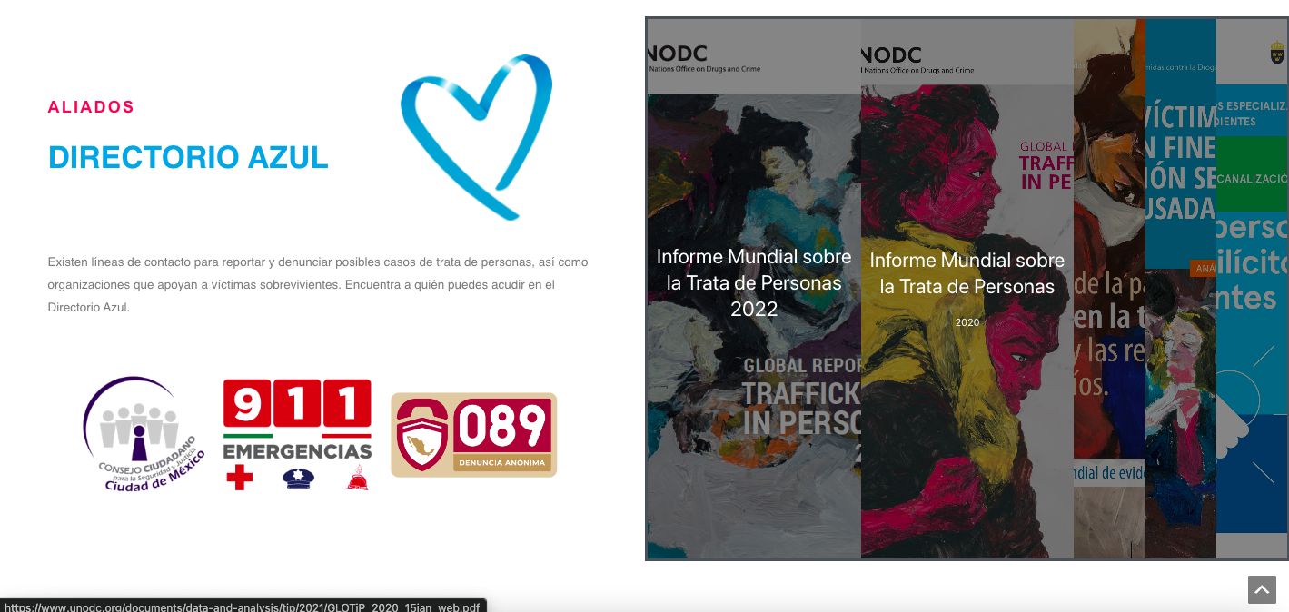 UNODC Mexico website, content page screen